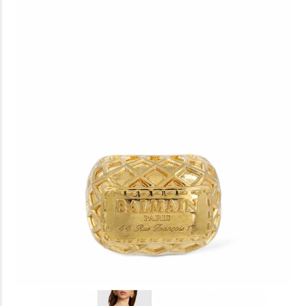 Balmain Signature Grid Brass Ring